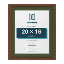 Dark Teak 24 x 20 inch picture frame with a green mount for a 20 x 16 inch photo
