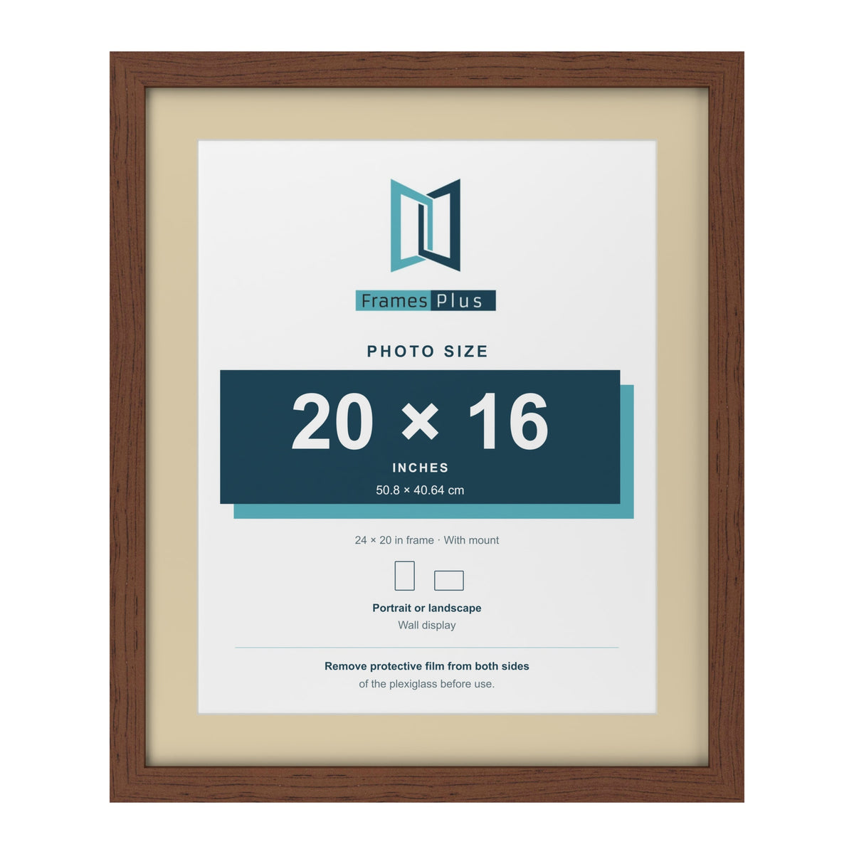 Dark Teak 24 x 20 inch picture frame with an ivory mount for a 20 x 16 inch photo