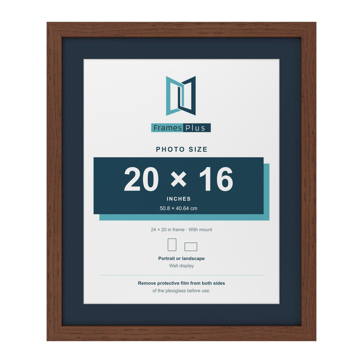 Dark Teak 24 x 20 inch picture frame with a Pacific Blue mount for a 20 x 16 inch photo