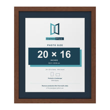 Dark Teak 24 x 20 inch picture frame with a Pacific Blue mount for a 20 x 16 inch photo