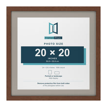 Dark Teak 24 x 24 inch picture frame with a Dawn Grey mount for a 20 x 20 inch photo
