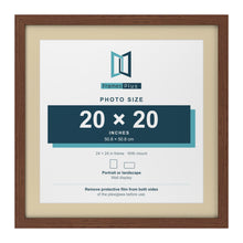 Dark Teak 24 x 24 inch picture frame with an ivory mount for a 20 x 20 inch photo