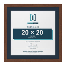 Dark Teak 24 x 24 inch picture frame with a Pacific Blue mount for a 20 x 20 inch photo