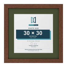 Dark Teak 40 x 40 cm picture frame with a green mount for a 30 x 30 cm photo