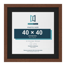 Dark Teak 50 x 50 cm picture frame with a black mount for a 40 x 40 cm photo