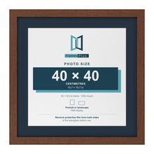 Dark Teak 50 x 50 cm picture frame with a Pacific Blue mount for a 40 x 40 cm photo