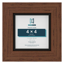 Dark Teak 5 x 5 inch picture frame with a black mount for a 4 x 4 inch photo