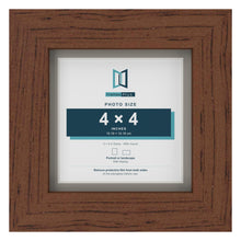 Dark Teak 5 x 5 inch picture frame with a Dawn Grey mount for a 4 x 4 inch photo