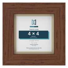 Dark Teak 5 x 5 inch picture frame with an ivory mount for a 4 x 4 inch photo