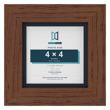 Dark Teak 5 x 5 inch picture frame with a Pacific Blue mount for a 4 x 4 inch photo
