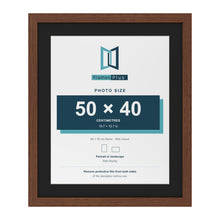 Dark Teak 60 x 50 cm picture frame with a black mount for a 50 x 40 cm photo