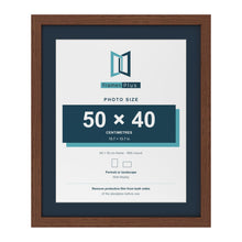 Dark Teak 60 x 50 cm picture frame with a Pacific Blue mount for a 50 x 40 cm photo