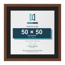 Dark Teak 60 x 60 cm picture frame with a black mount for a 50 x 50 cm photo