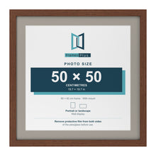 Dark Teak 60 x 60 cm picture frame with a Dawn Grey mount for a 50 x 50 cm photo