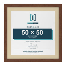 Dark Teak 60 x 60 cm picture frame with an ivory mount for a 50 x 50 cm photo