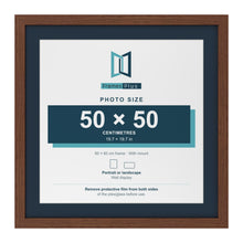 Dark Teak 60 x 60 cm picture frame with a Pacific Blue mount for a 50 x 50 cm photo