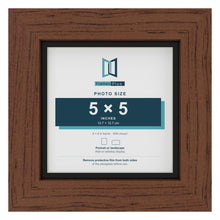 Dark Teak 6 x 6 inch picture frame with a black mount for a 5 x 5 inch photo
