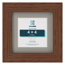 Dark Teak 6 x 6 inch picture frame with a Dawn Grey mount for a 4 x 4 inch photo