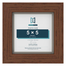 Dark Teak 6 x 6 inch picture frame with a Dawn Grey mount for a 5 x 5 inch photo