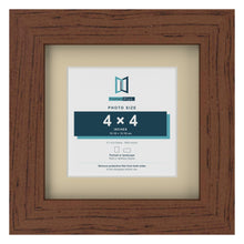 Dark Teak 6 x 6 inch picture frame with an ivory mount for a 4 x 4 inch photo