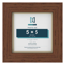 Dark Teak 6 x 6 inch picture frame with an ivory mount for a 5 x 5 inch photo