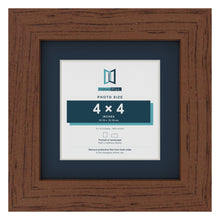 Dark Teak 6 x 6 inch picture frame with a Pacific Blue mount for a 4 x 4 inch photo