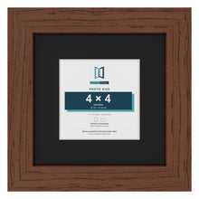 Dark Teak 7 x 7 inch picture frame with a black mount for a 4 x 4 inch photo