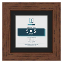 Dark Teak 7 x 7 inch picture frame with a black mount for a 5 x 5 inch photo
