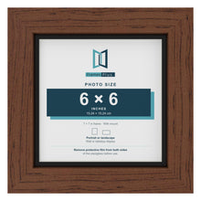 Dark Teak 7 x 7 inch picture frame with a black mount for a 6 x 6 inch photo