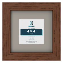 Dark Teak 7 x 7 inch picture frame with a Dawn Grey mount for a 4 x 4 inch photo