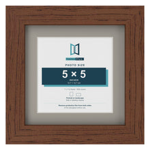 Dark Teak 7 x 7 inch picture frame with a Dawn Grey mount for a 5 x 5 inch photo