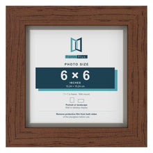 Dark Teak 7 x 7 inch picture frame with a Dawn Grey mount for a 6 x 6 inch photo