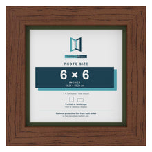 Dark Teak 7 x 7 inch picture frame with a green mount for a 6 x 6 inch photo