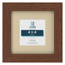 Dark Teak 7 x 7 inch picture frame with an ivory mount for a 4 x 4 inch photo