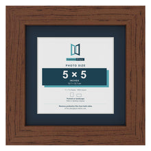 Dark Teak 7 x 7 inch picture frame with a Pacific Blue mount for a 5 x 5 inch photo