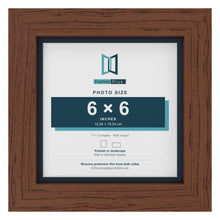 Dark Teak 7 x 7 inch picture frame with a Pacific Blue mount for a 6 x 6 inch photo