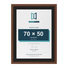 Dark Teak 80 x 60 cm picture frame with a black mount for a 70 x 50 cm photo