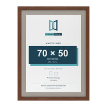 Dark Teak 80 x 60 cm picture frame with a Dawn Grey mount for a 70 x 50 cm photo