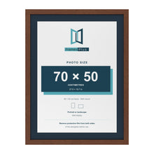 Dark Teak 80 x 60 cm picture frame with a Pacific Blue mount for a 70 x 50 cm photo
