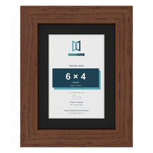 Dark Teak 8 x 6 inch picture frame with a black mount for a 6 x 4 inch photo
