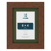 Dark Teak 8 x 6 inch picture frame with a green mount for a 6 x 4 inch photo