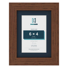 Dark Teak 8 x 6 inch picture frame with a Pacific Blue mount for a 6 x 4 inch photo