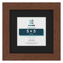 Dark Teak 8 x 8 inch picture frame with a black mount for a 5 x 5 inch photo