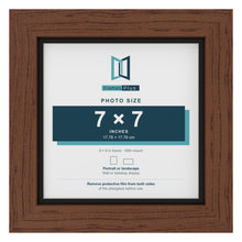 Dark Teak 8 x 8 inch picture frame with a black mount for a 7 x 7 inch photo
