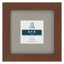 Dark Teak 8 x 8 inch picture frame with a Dawn Grey mount for a 4 x 4 inch photo