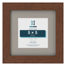 Dark Teak 8 x 8 inch picture frame with a Dawn Grey mount for a 5 x 5 inch photo