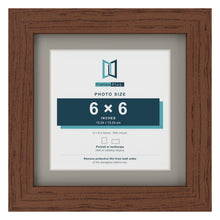 Dark Teak 8 x 8 inch picture frame with a Dawn Grey mount for a 6 x 6 inch photo