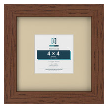 Dark Teak 8 x 8 inch picture frame with an ivory mount for a 4 x 4 inch photo