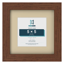 Dark Teak 8 x 8 inch picture frame with an ivory mount for a 5 x 5 inch photo