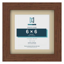 Dark Teak 8 x 8 inch picture frame with an ivory mount for a 6 x 6 inch photo